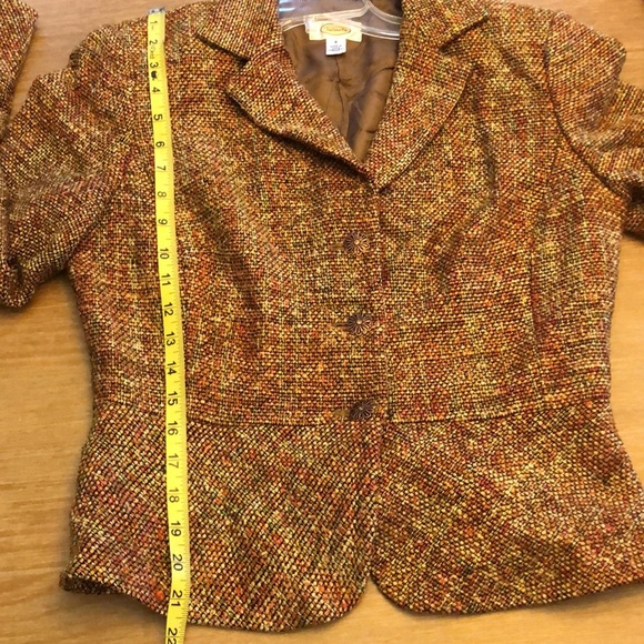 Vintage Talbots Silk Blend Blazer Jacket Orange Red Brown Women's Size 8 - Picture 13 of 16